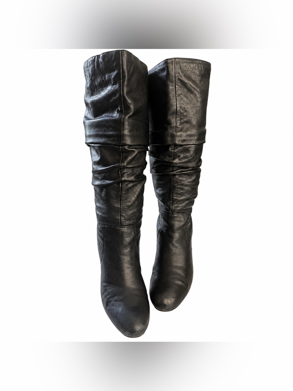 Y2K Genuine Leather Ruched Boots